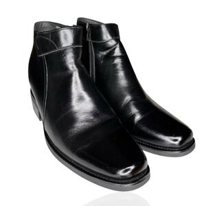 CALDEN Elevator Boots Size 10 Men's Black Leather Ankle Zip Dress Shoes Lined